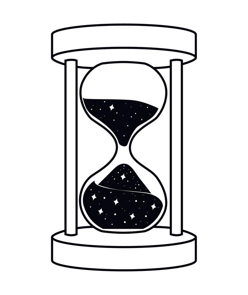 estilo de astrología surrealista de reloj de arena vector