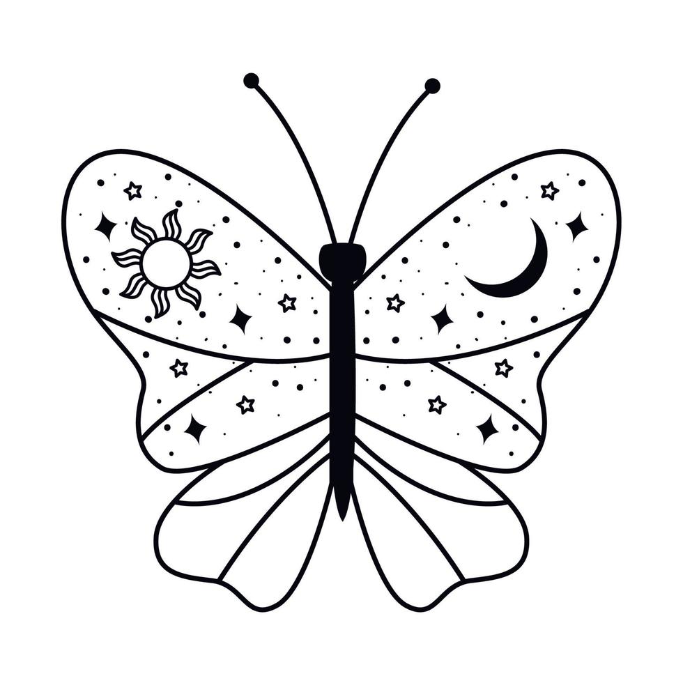 estilo de astrología surrealista mariposa vector