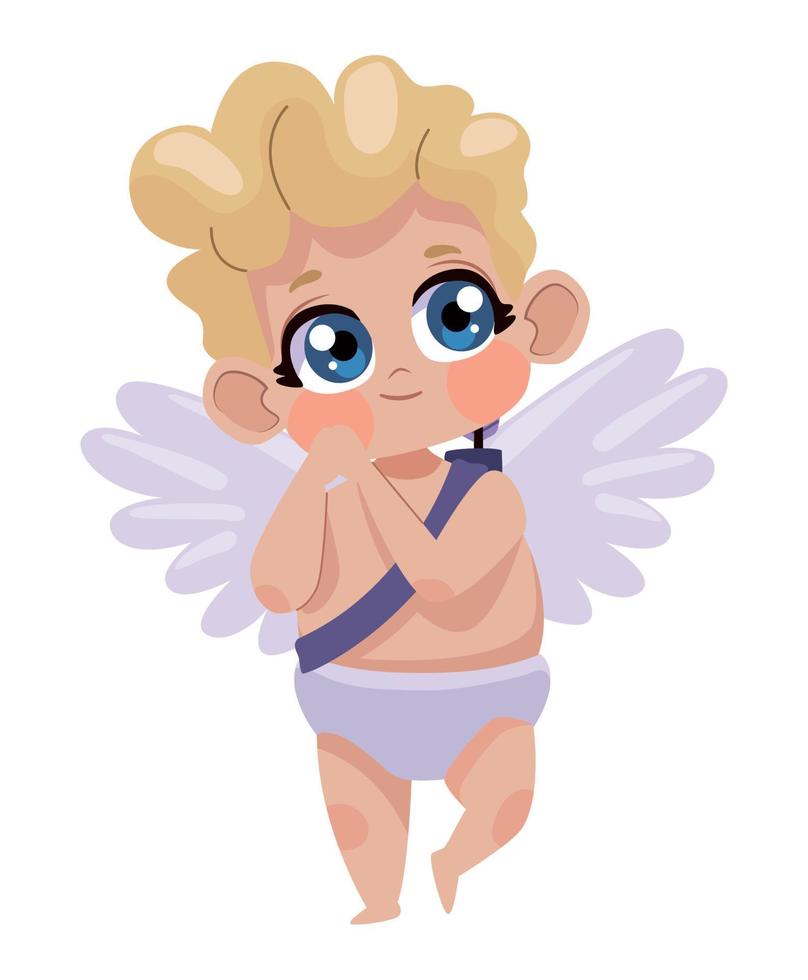 little blond cupid flying vector