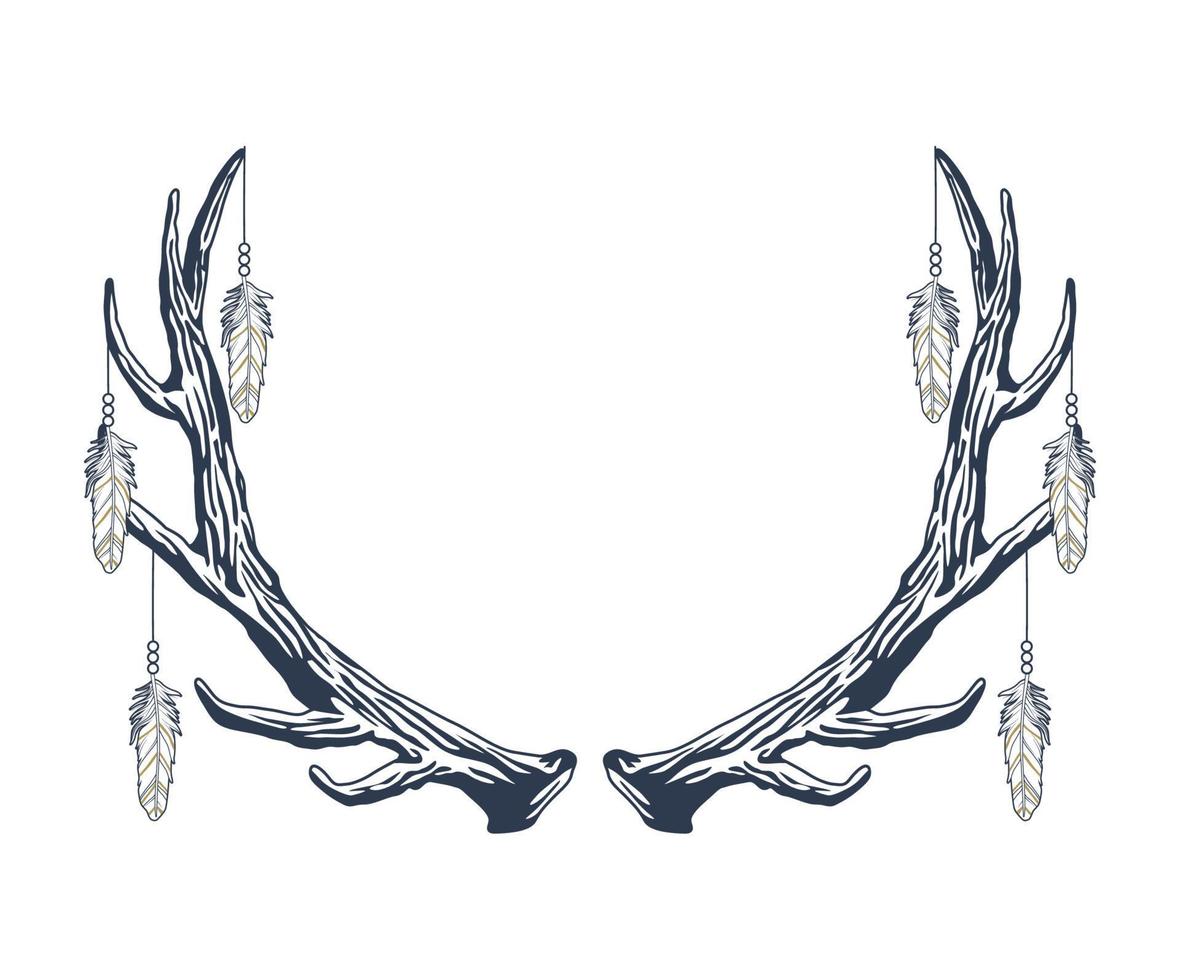 deer horns boho style vector