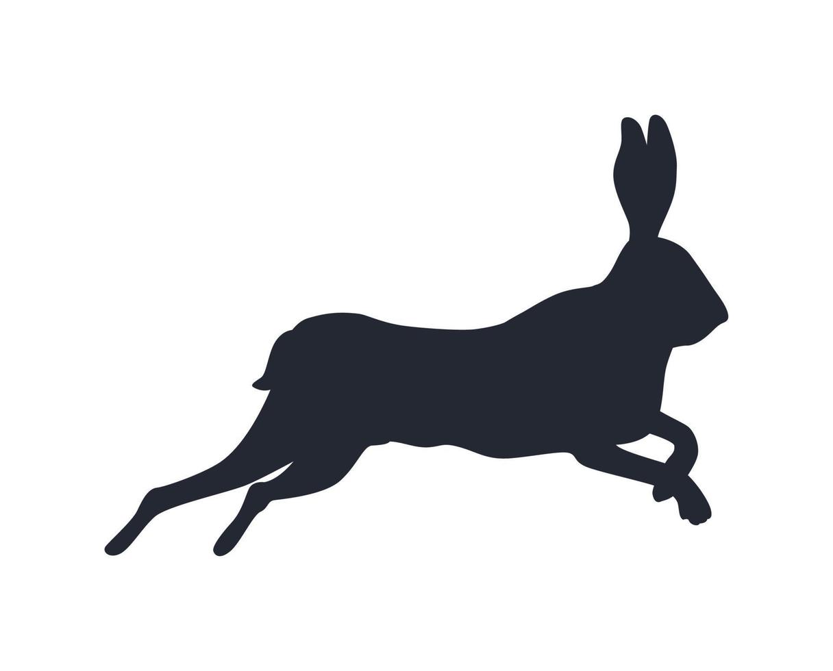 rabbit animal black silhouette vector