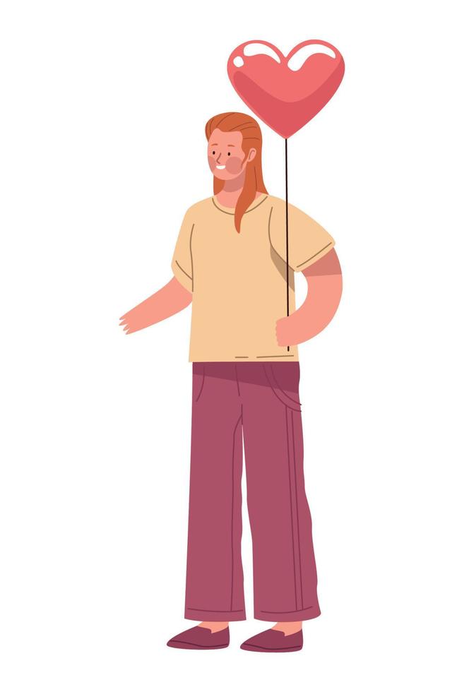 lover woman with heart balloon vector