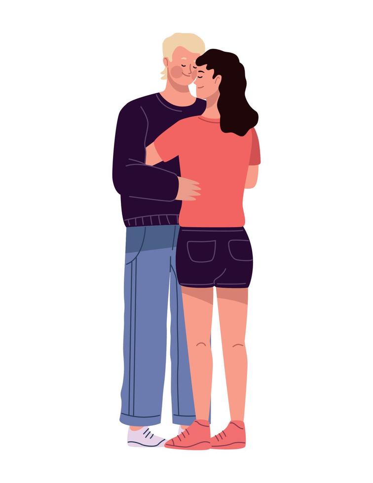 pareja de enamorados abrazándose romántico vector