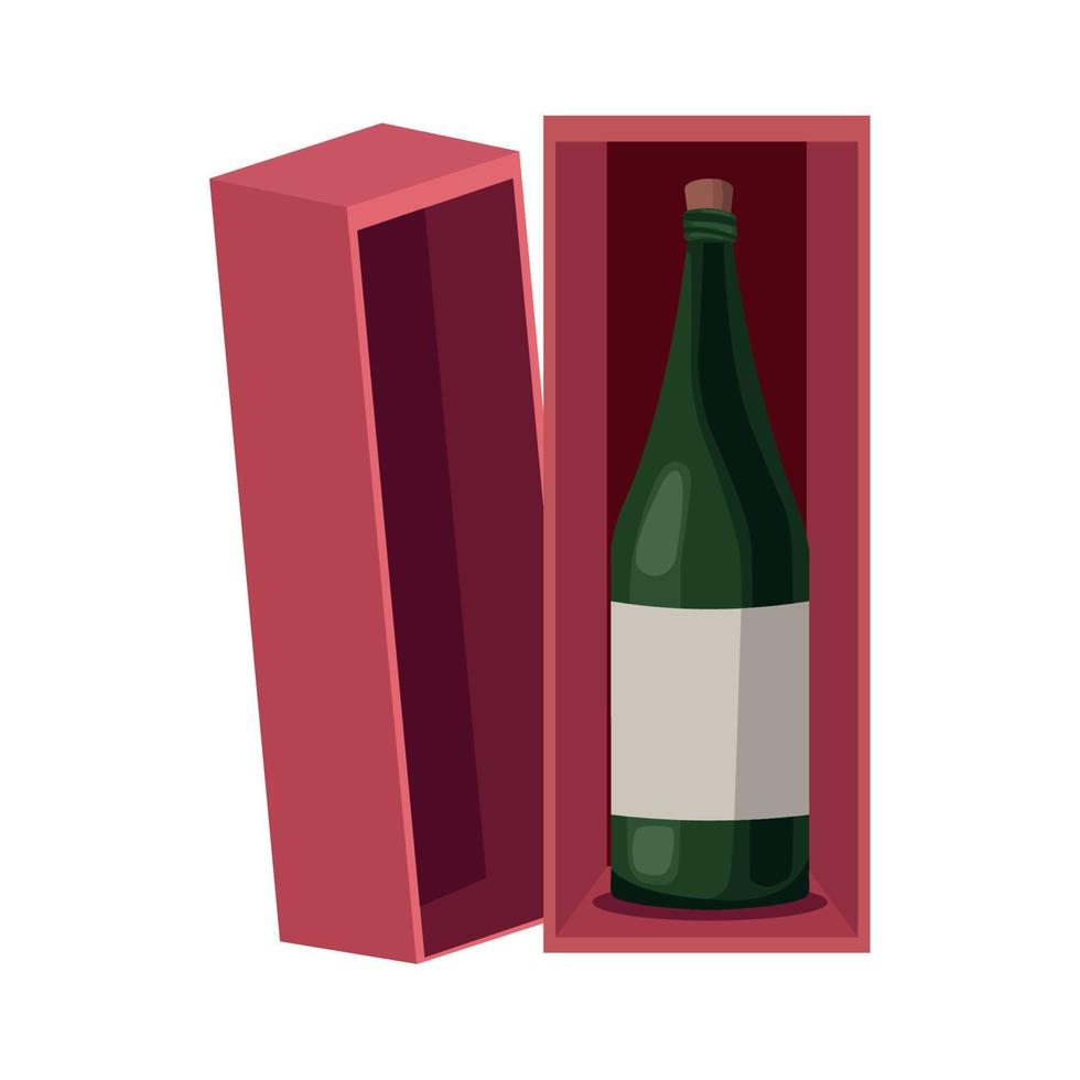 botella de vino en caja vector