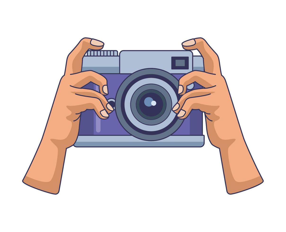 hands using camera photographic vector