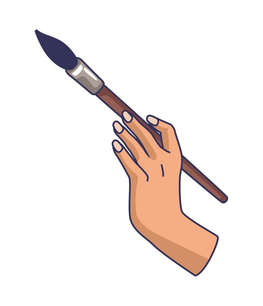 hand with paint brush vector