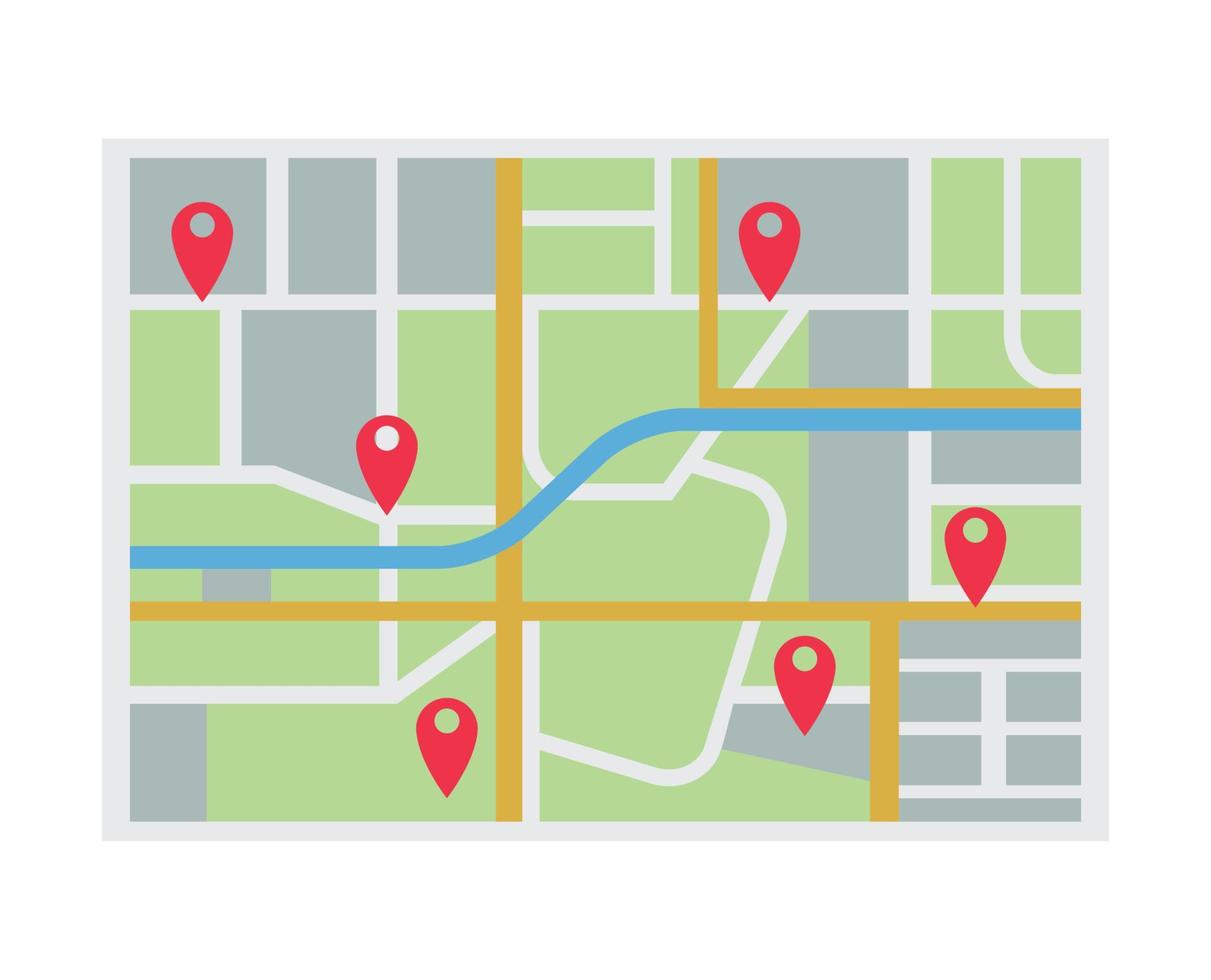 paper map with pins vector