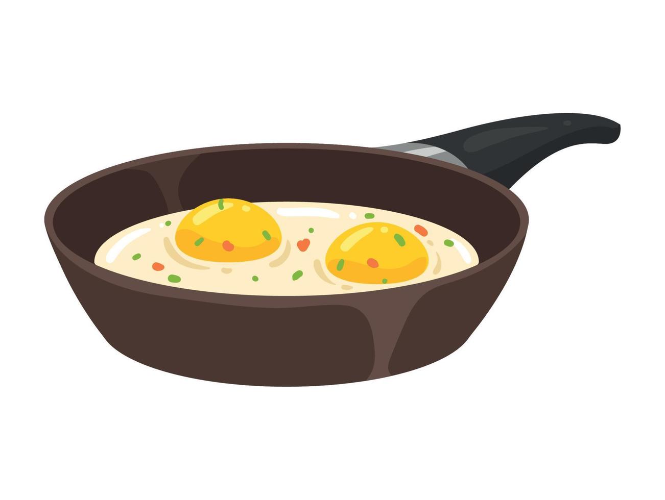 eggs fried in pan vector