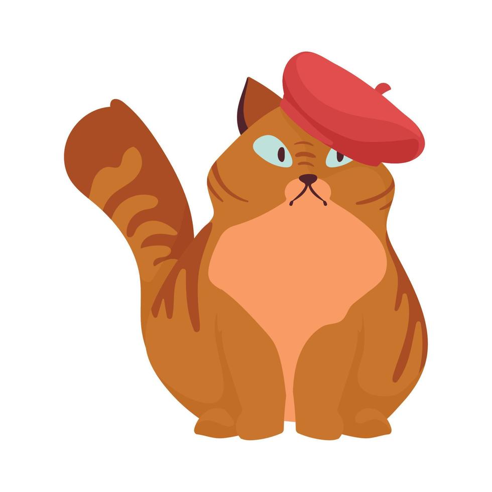 cute cat with beret vector