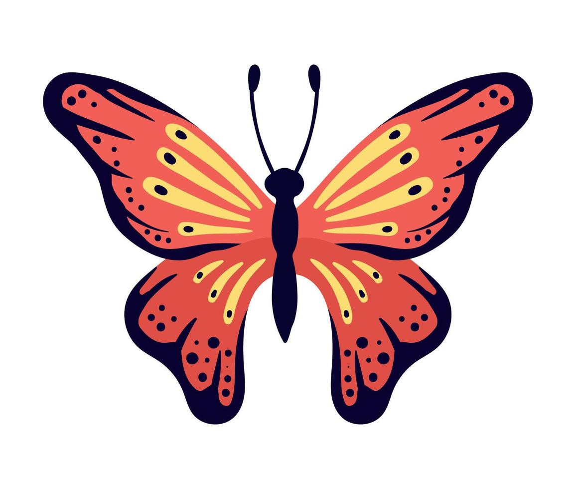 mariposa roja con alas vector