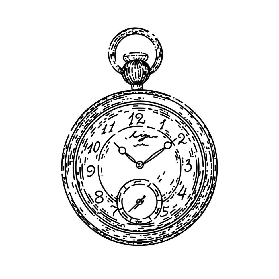 stopwatch pocket sketch hand drawn vector