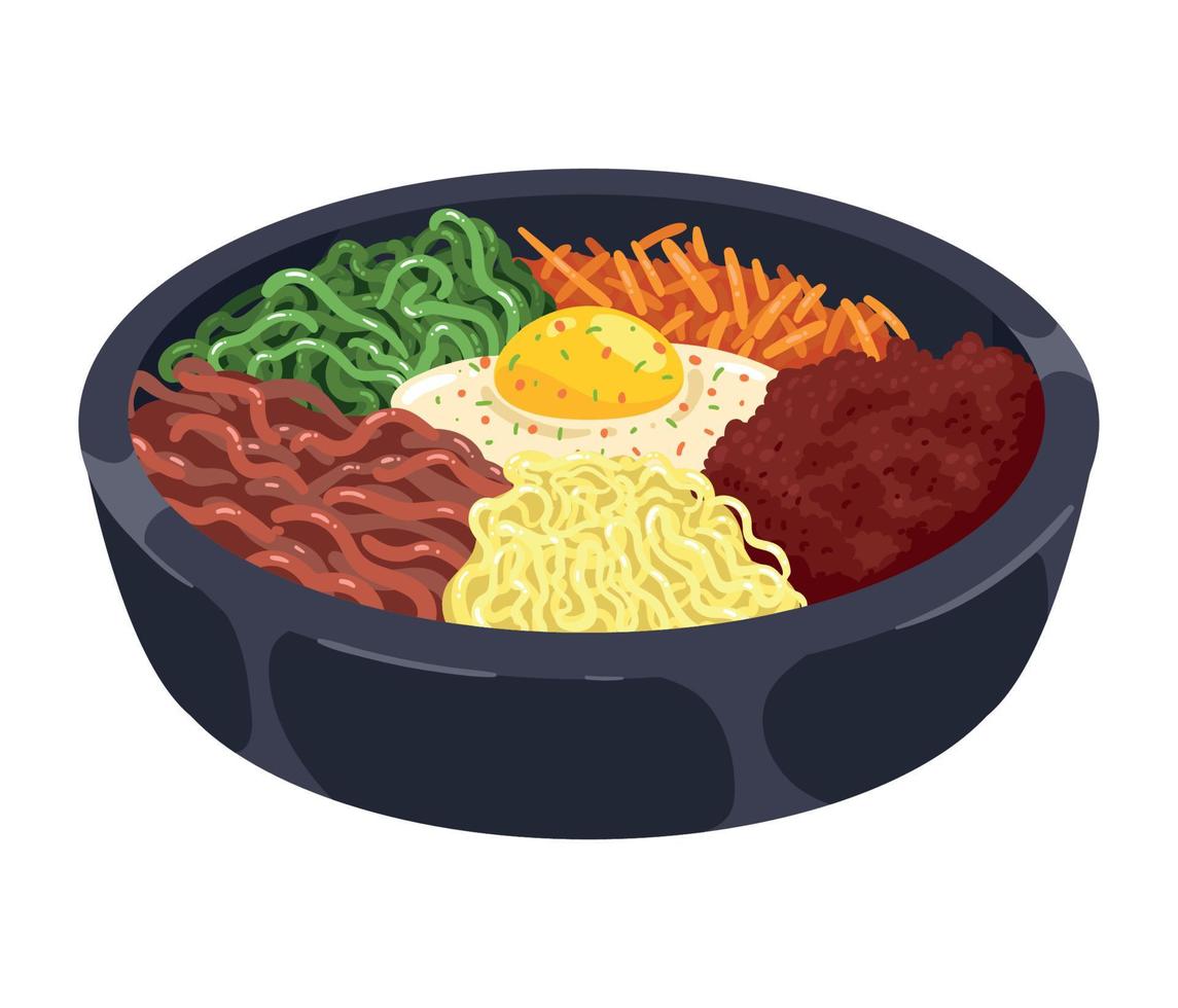 bibimbap korean food vector