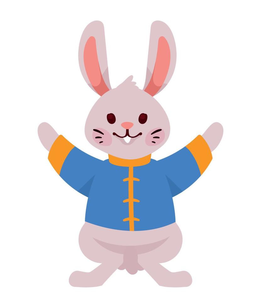 asian rabbit with blue suit vector