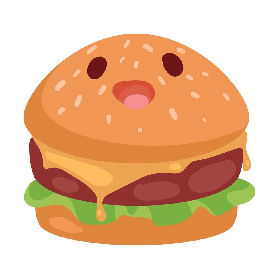 delicious hamburger kawaii vector