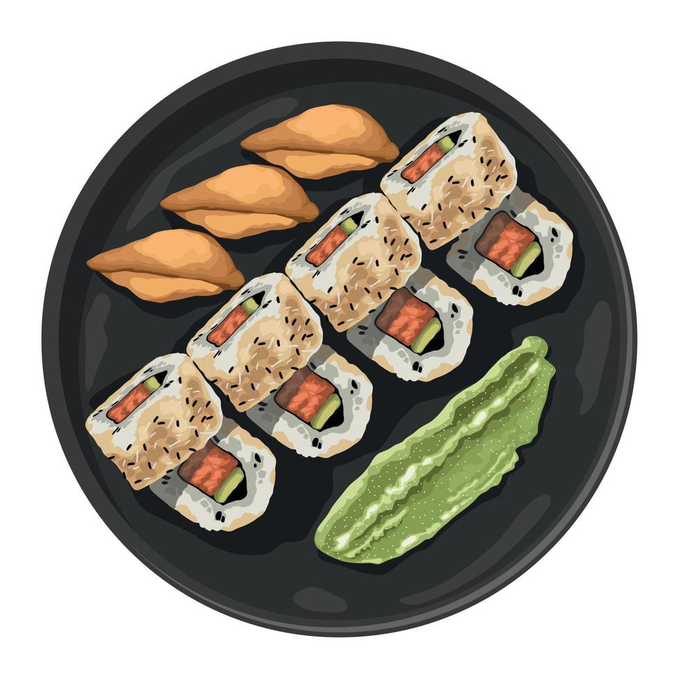 kimbap y sushi uramaki vector