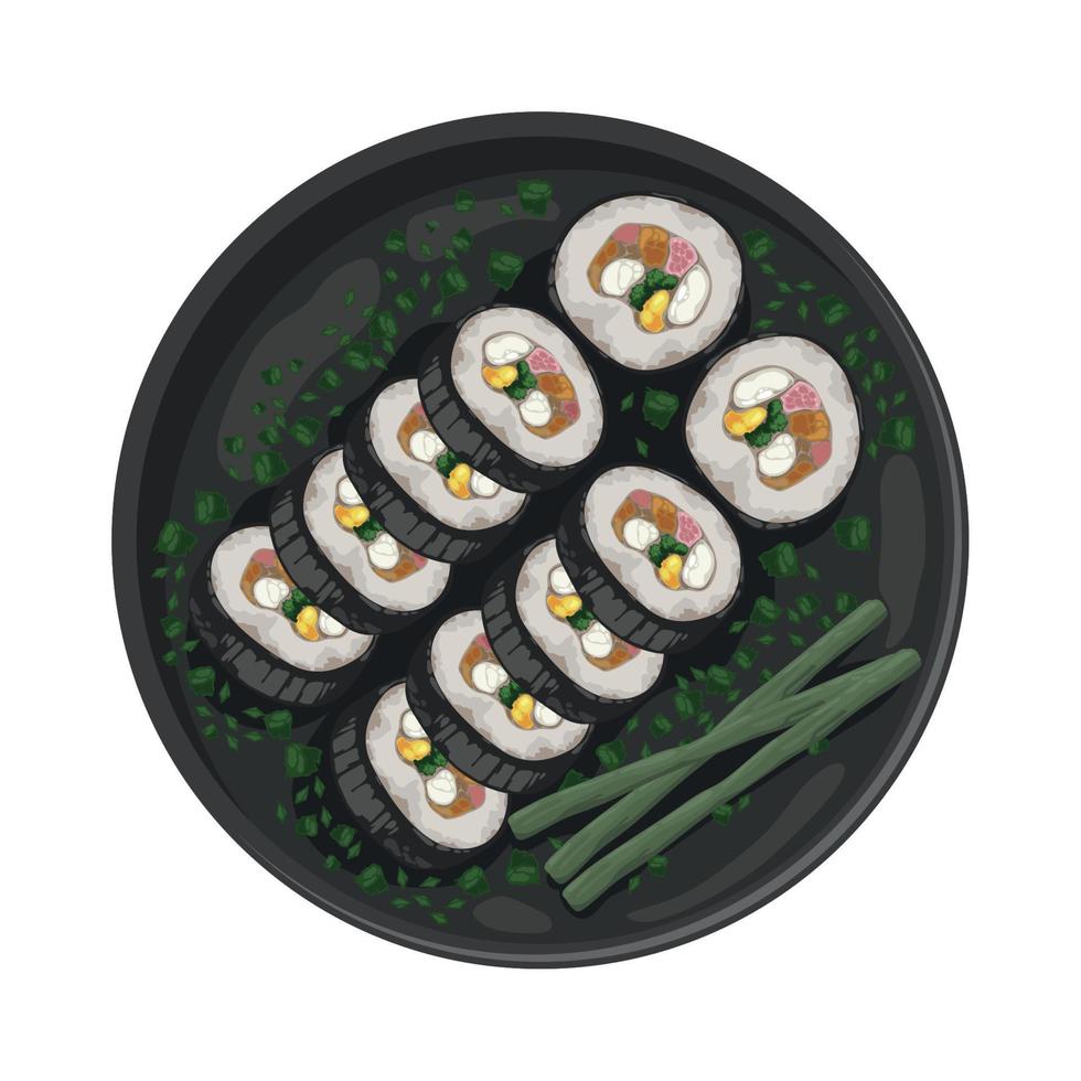 korean kimbap suchi vector