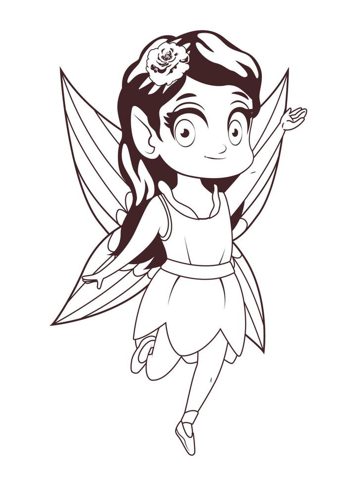 fairy with rose colorless vector
