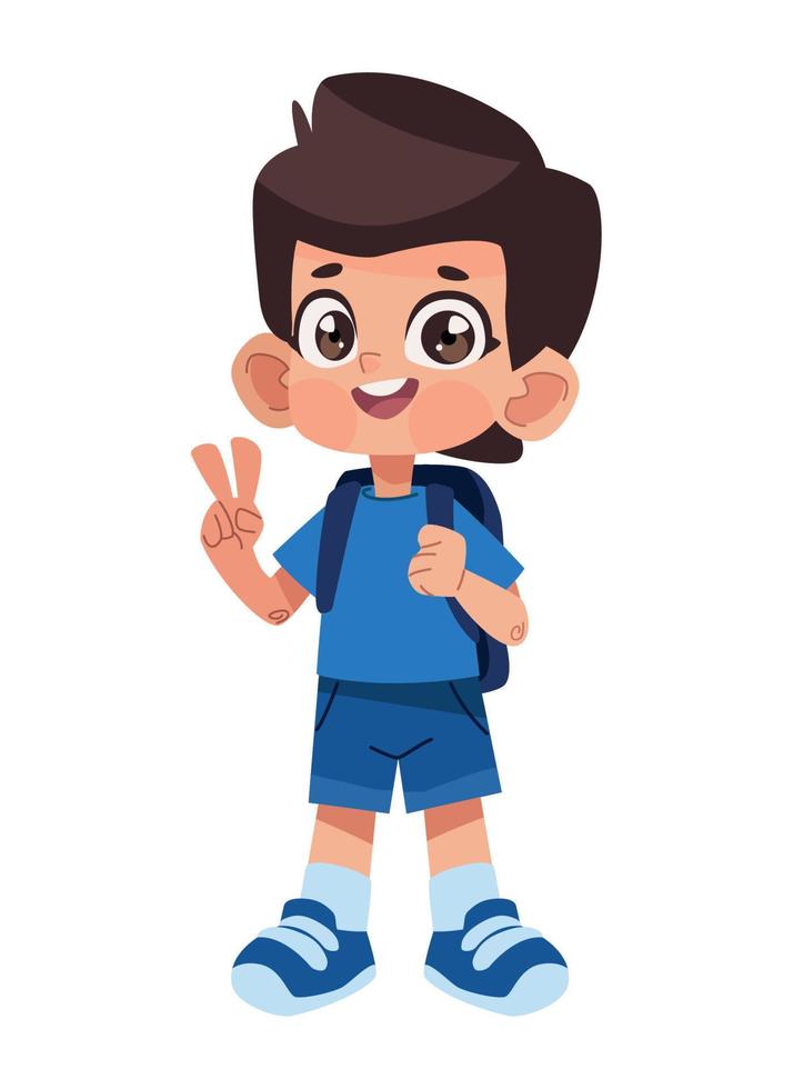 little schoolboy with schoolbag vector