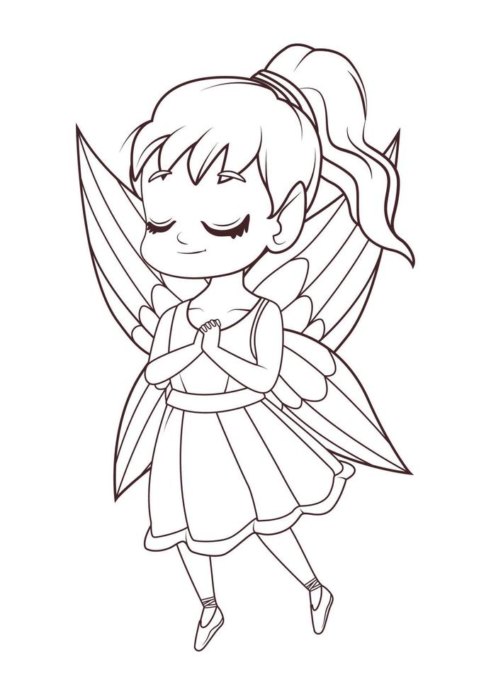 cute fairy colorless vector