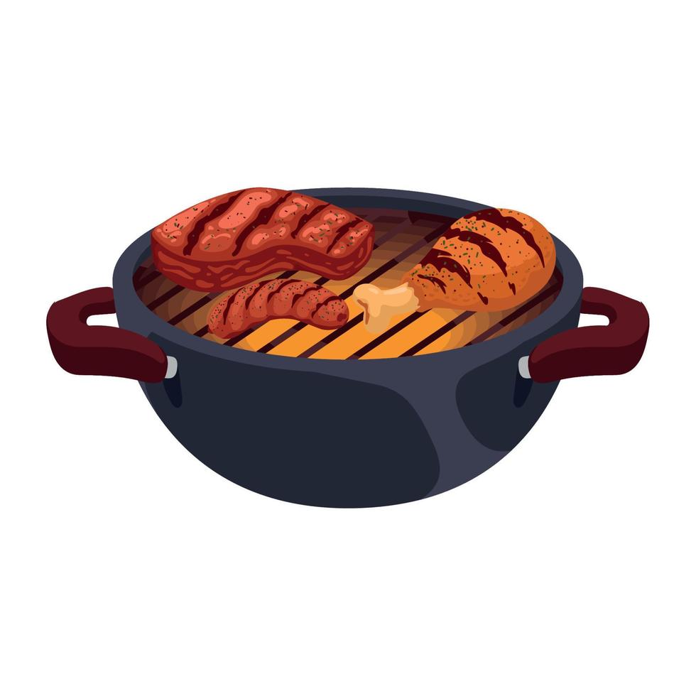 meat in grill oven vector