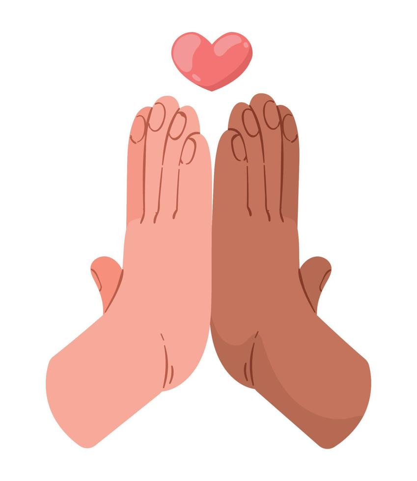 interracial hands with heart vector