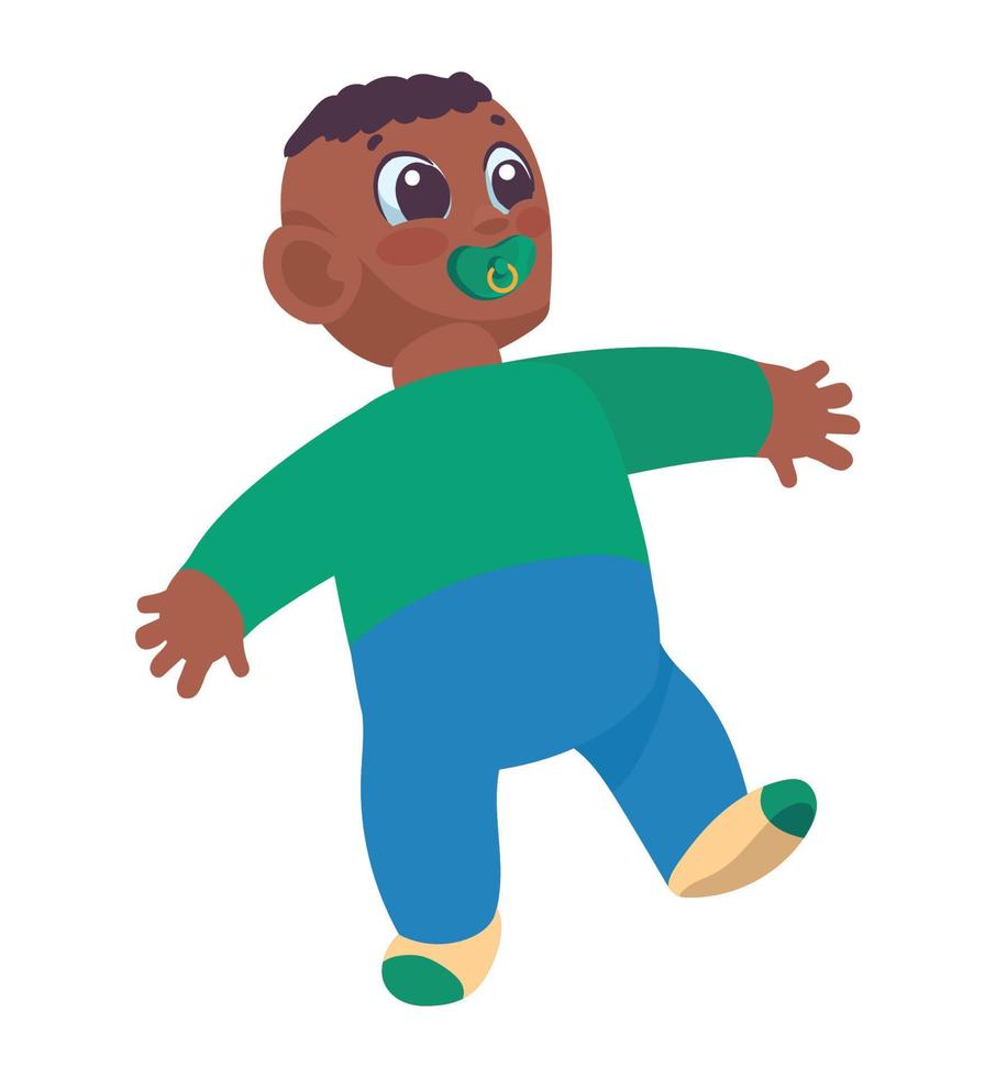 afro baby with pacifier vector