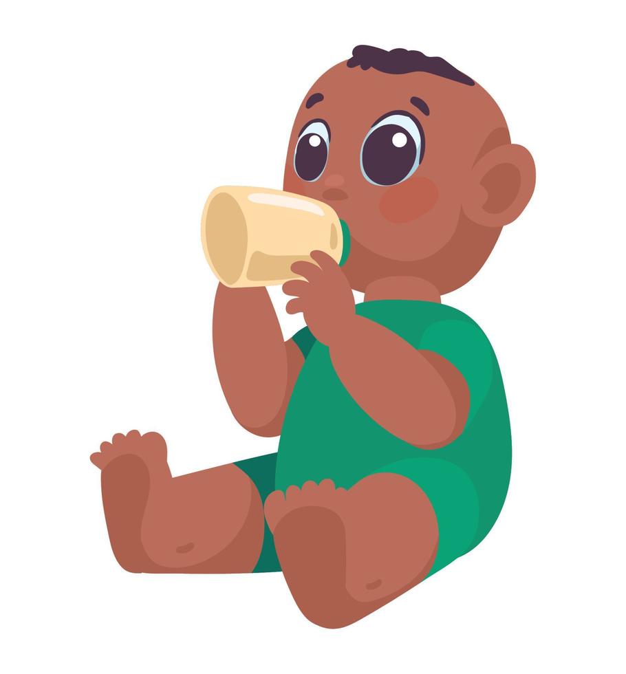 afro baby drinking milk vector