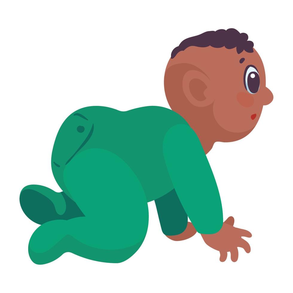 afro little baby crawling vector
