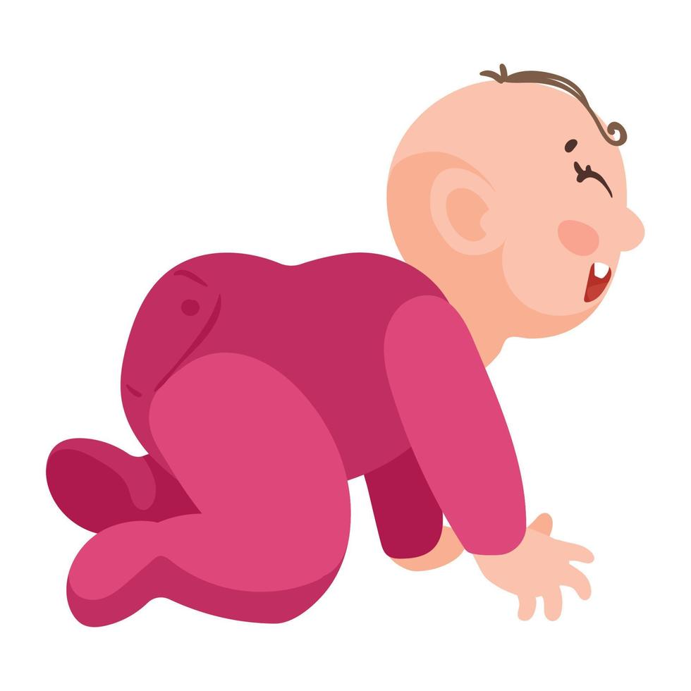 little baby crawling vector