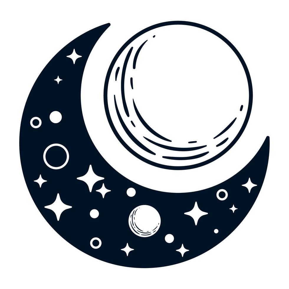 crescent moon surreal astrology vector