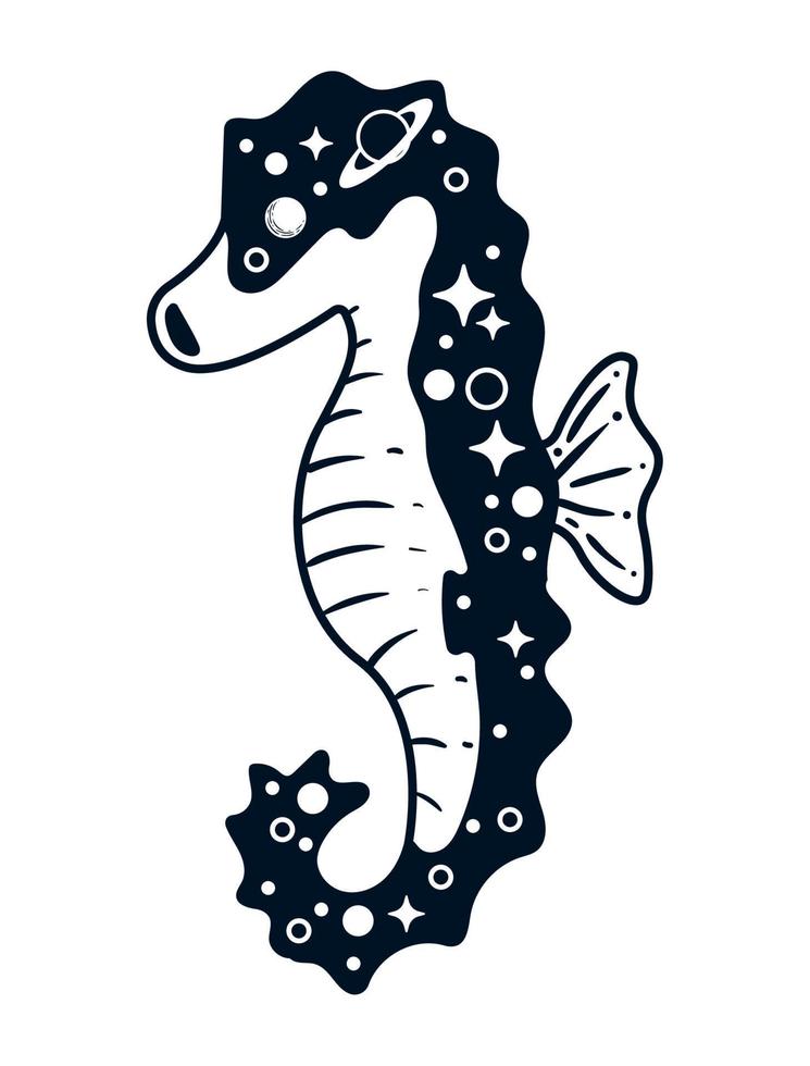 seahorse surreal astrology style vector