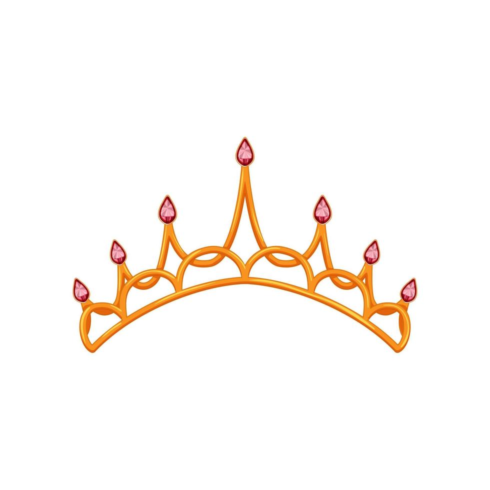 ilustración de vector de dibujos animados de corona de tiara de oro