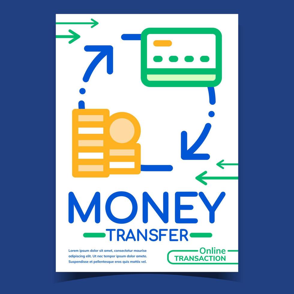 Money Transfer Creative Advertising Banner Vector