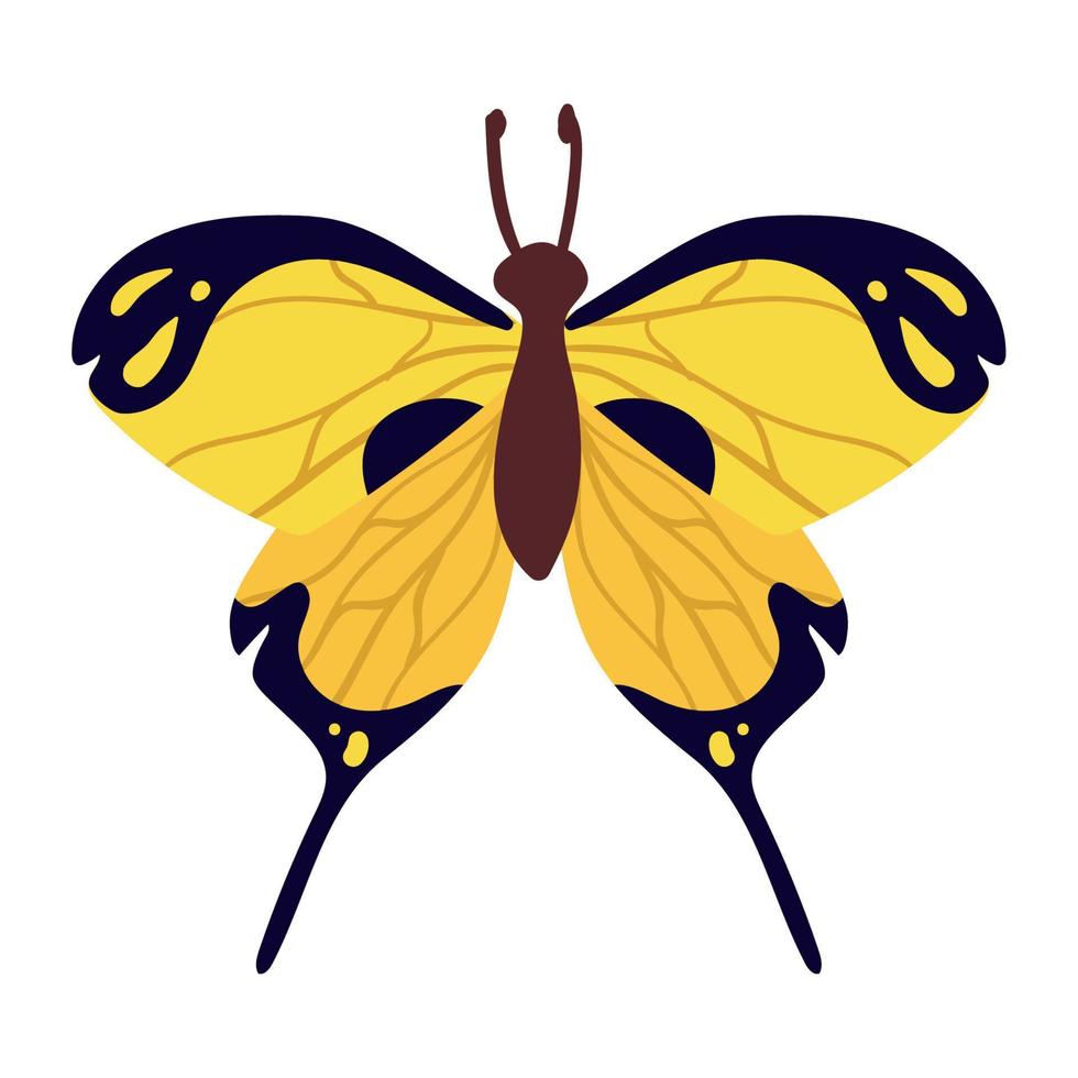 linda mariposa amarilla vector