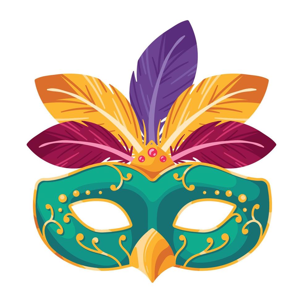 mardi gras mask with feathers vector