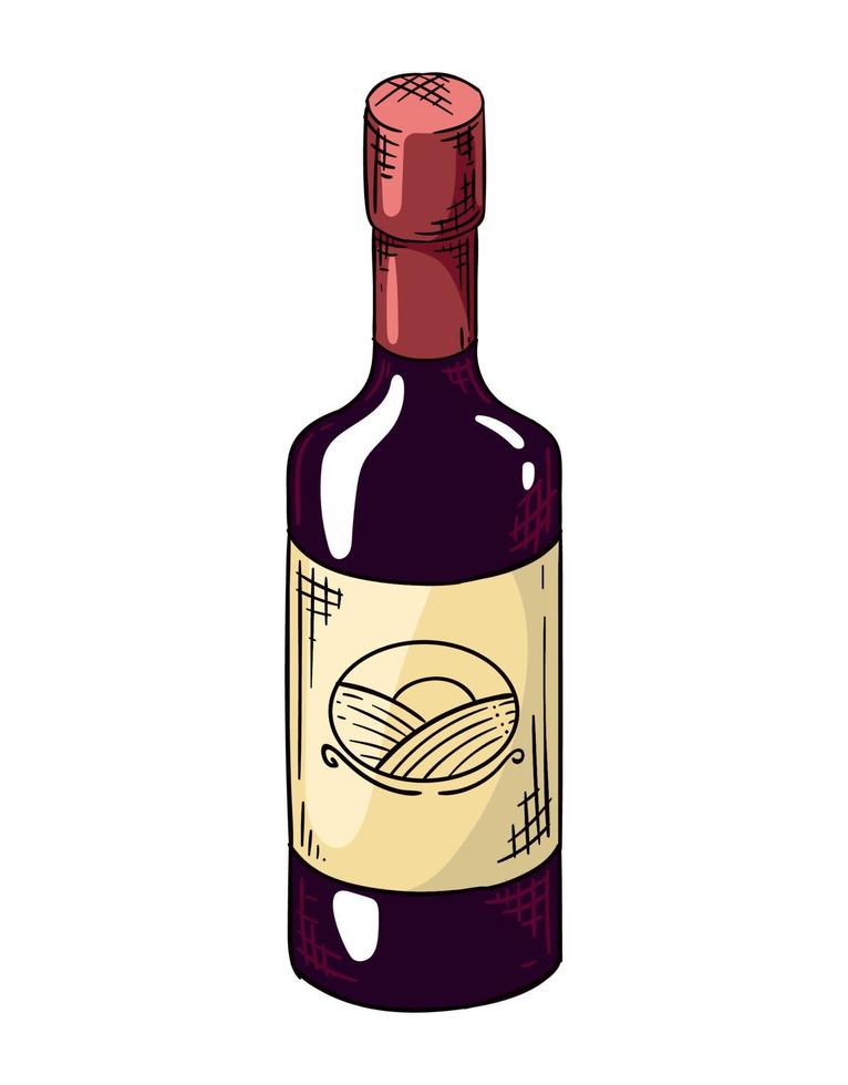 bebida de vino en botella negra vector