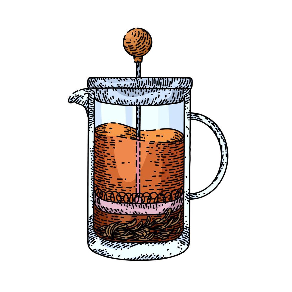 french press sketch hand drawn vector