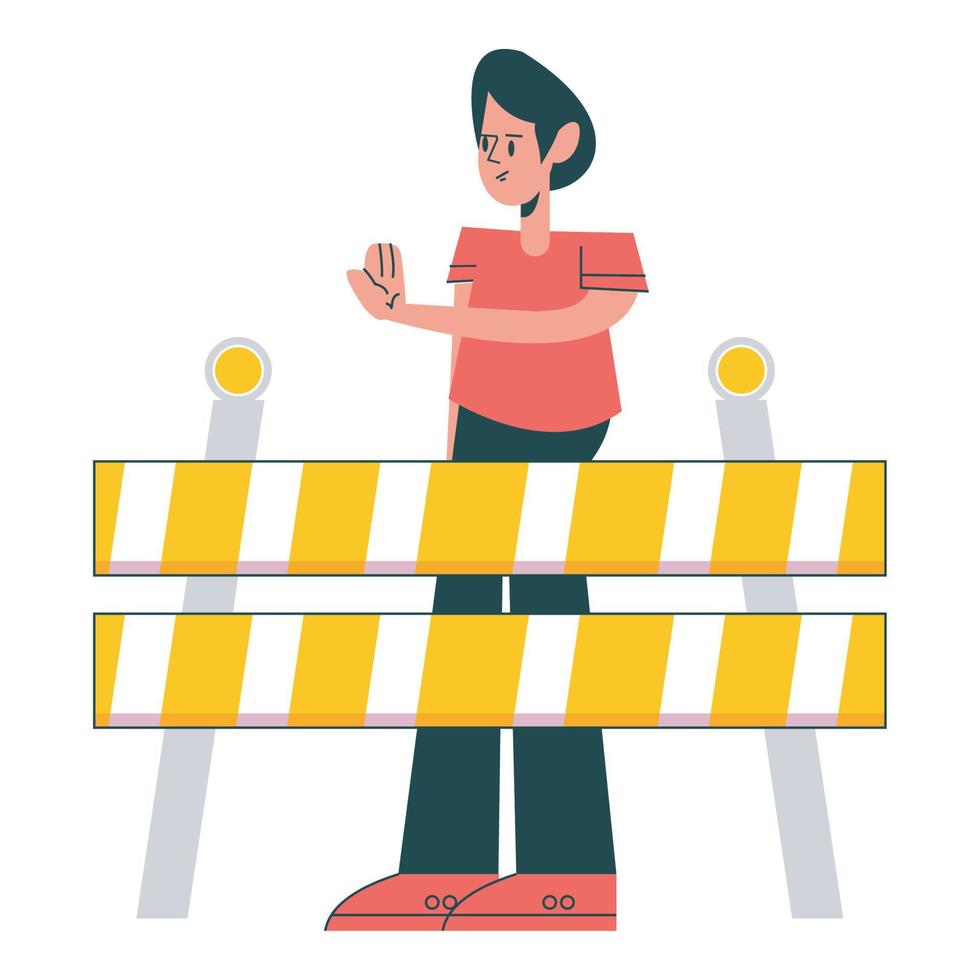 man with barricade caution vector