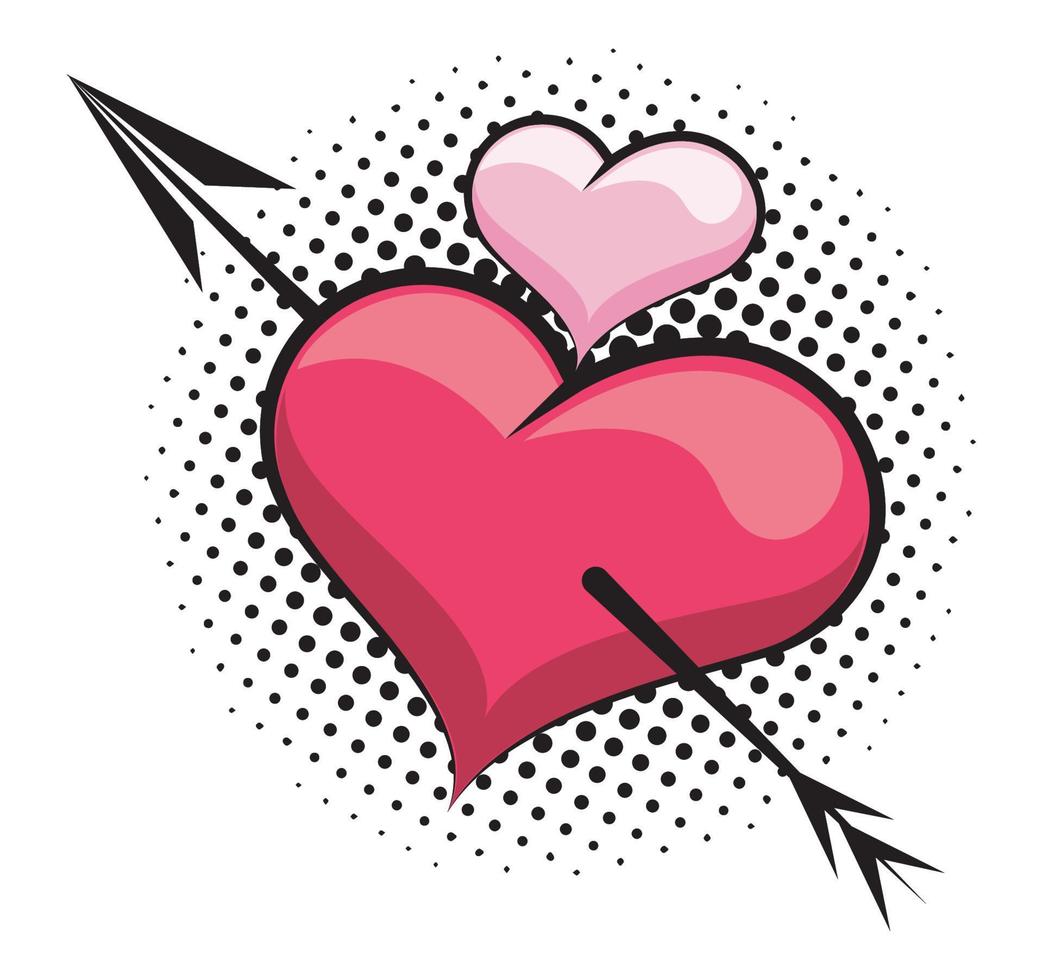 hearts love with arrow vector