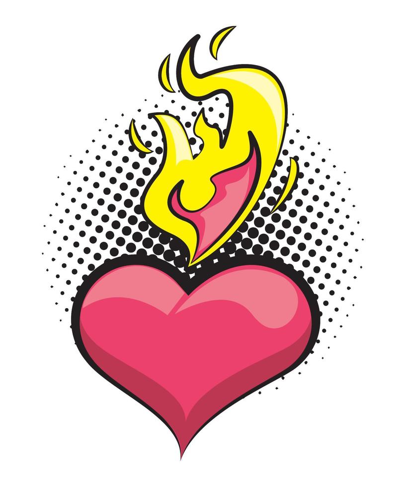 heart love with flame vector