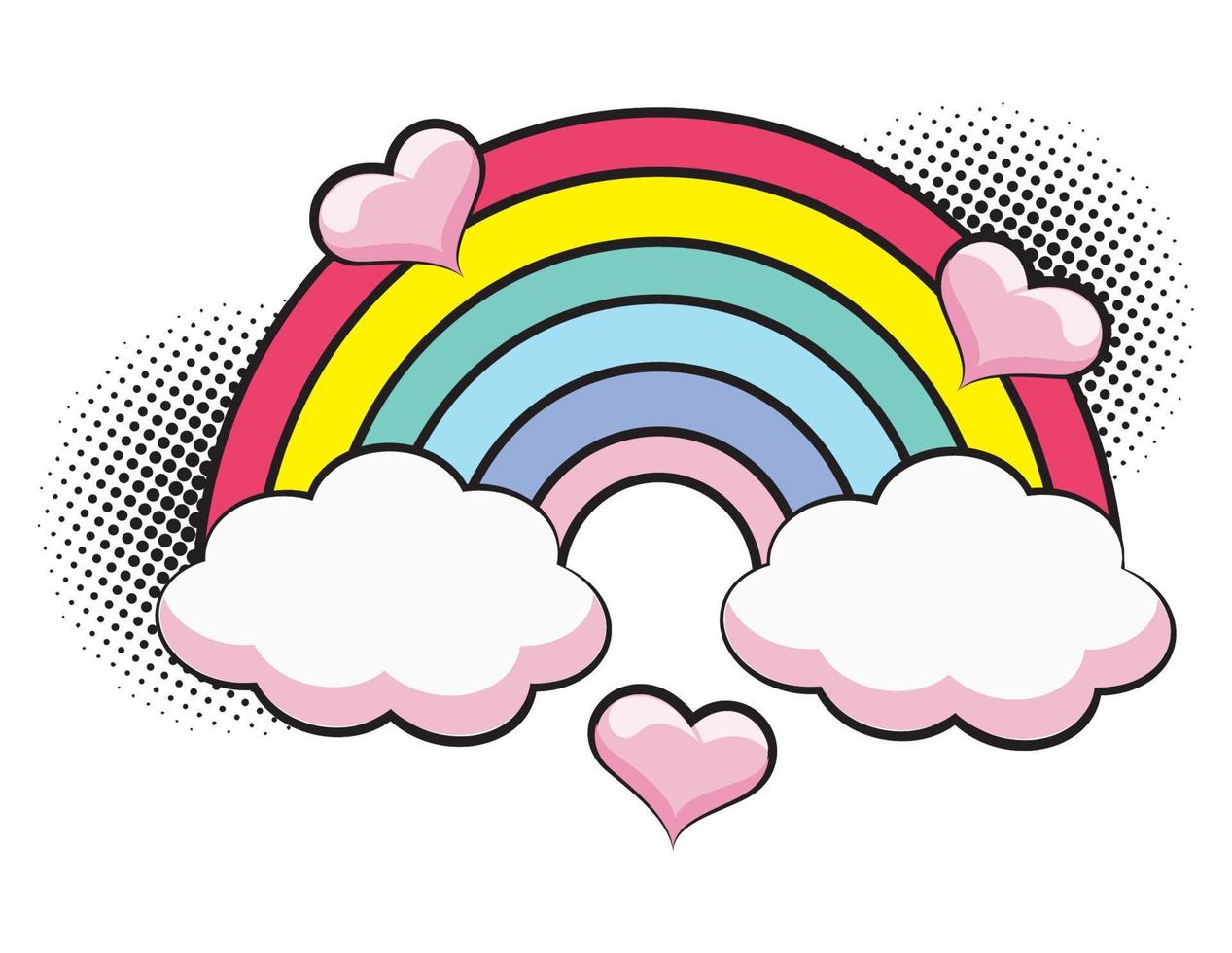 hearts love with rainbow vector