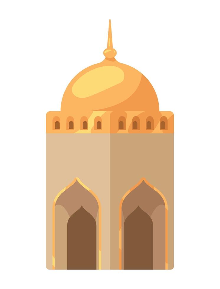 torre dorada de la mezquita musulmana vector