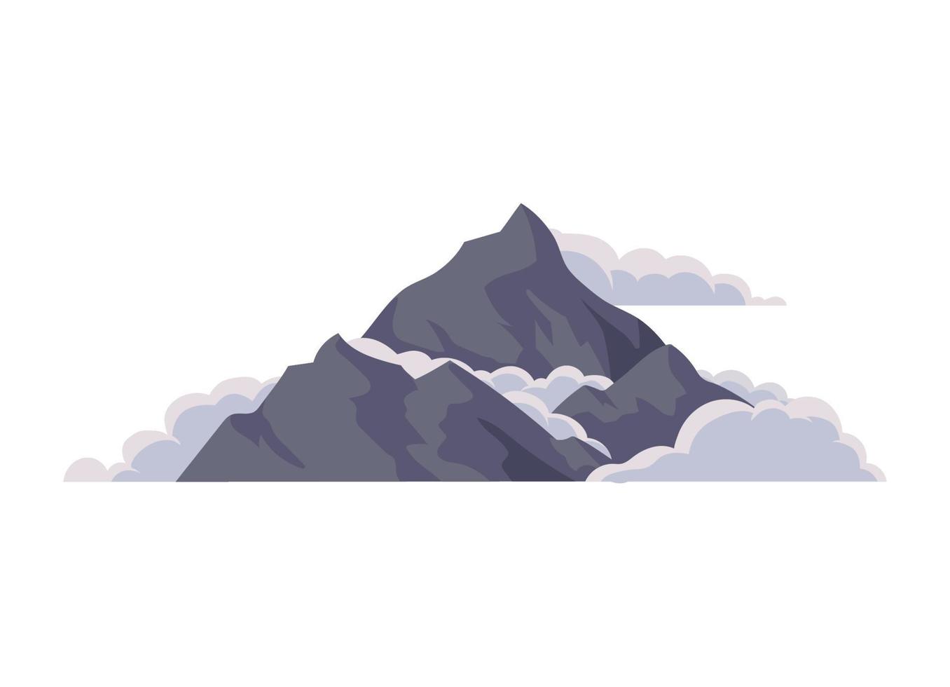 montaña gris con nubes vector