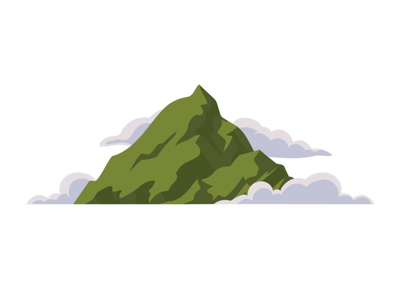 green mountain with clouds vector