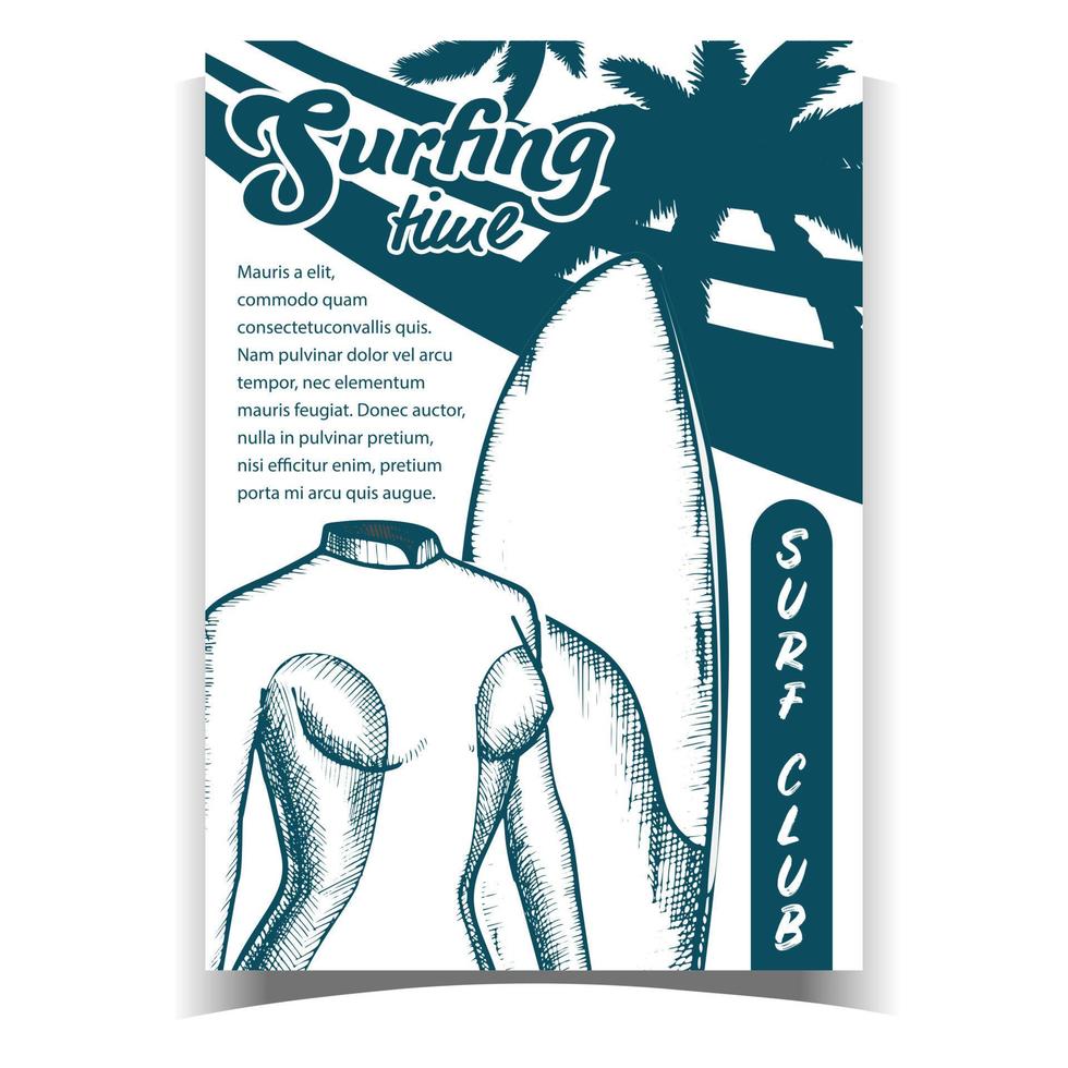 Swimming Suit For Woman And Board Banner Vector