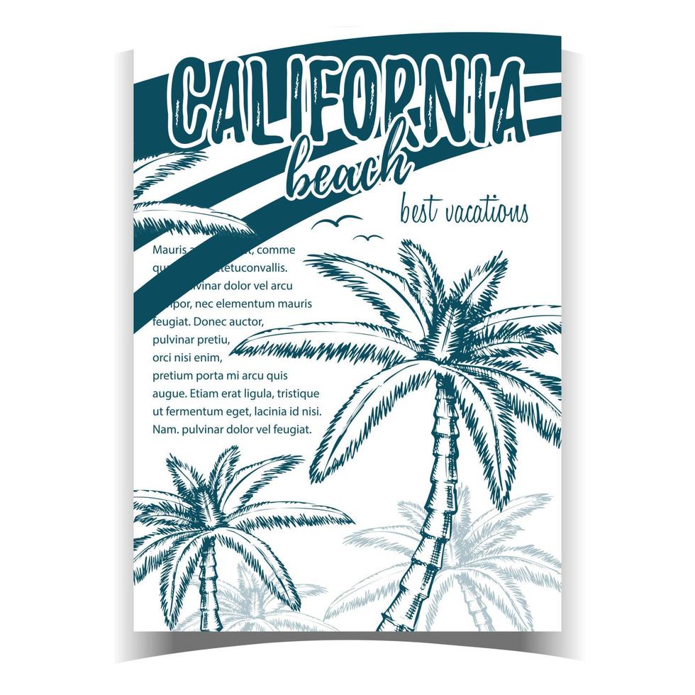 Tropical Palms of California Beach Banner Vector