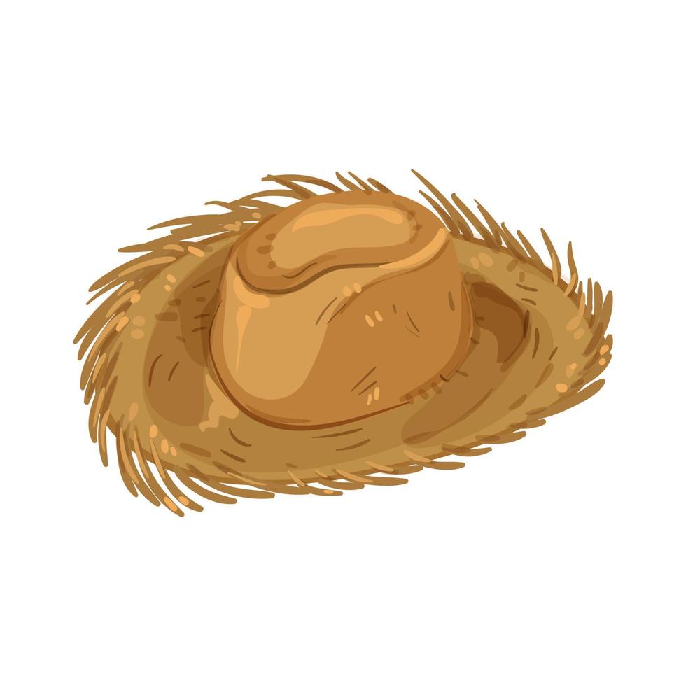 cap straw hat cartoon vector illustration