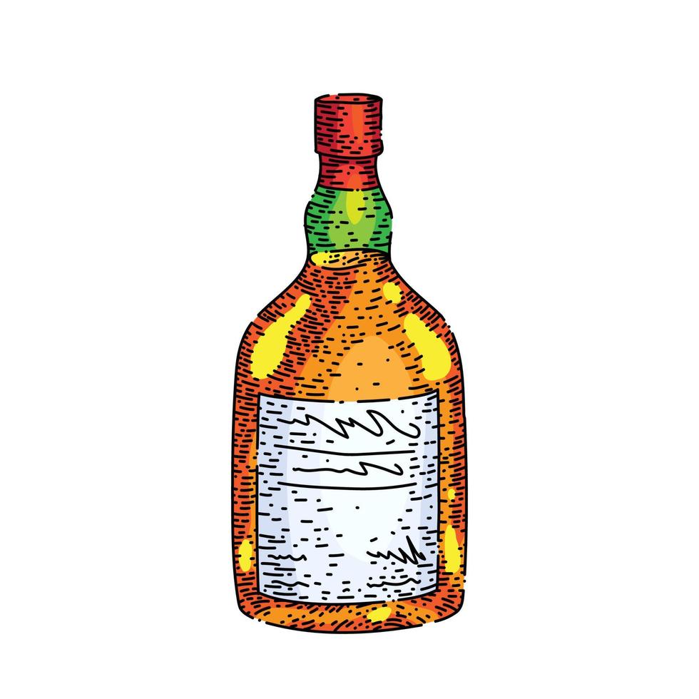 botella de ron boceto vector dibujado a mano