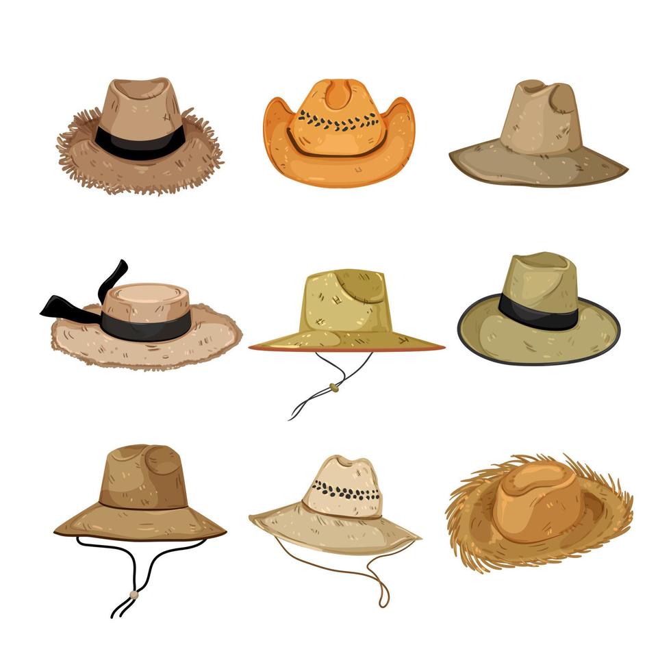 Vector illustration of summer straw hat isolated on white