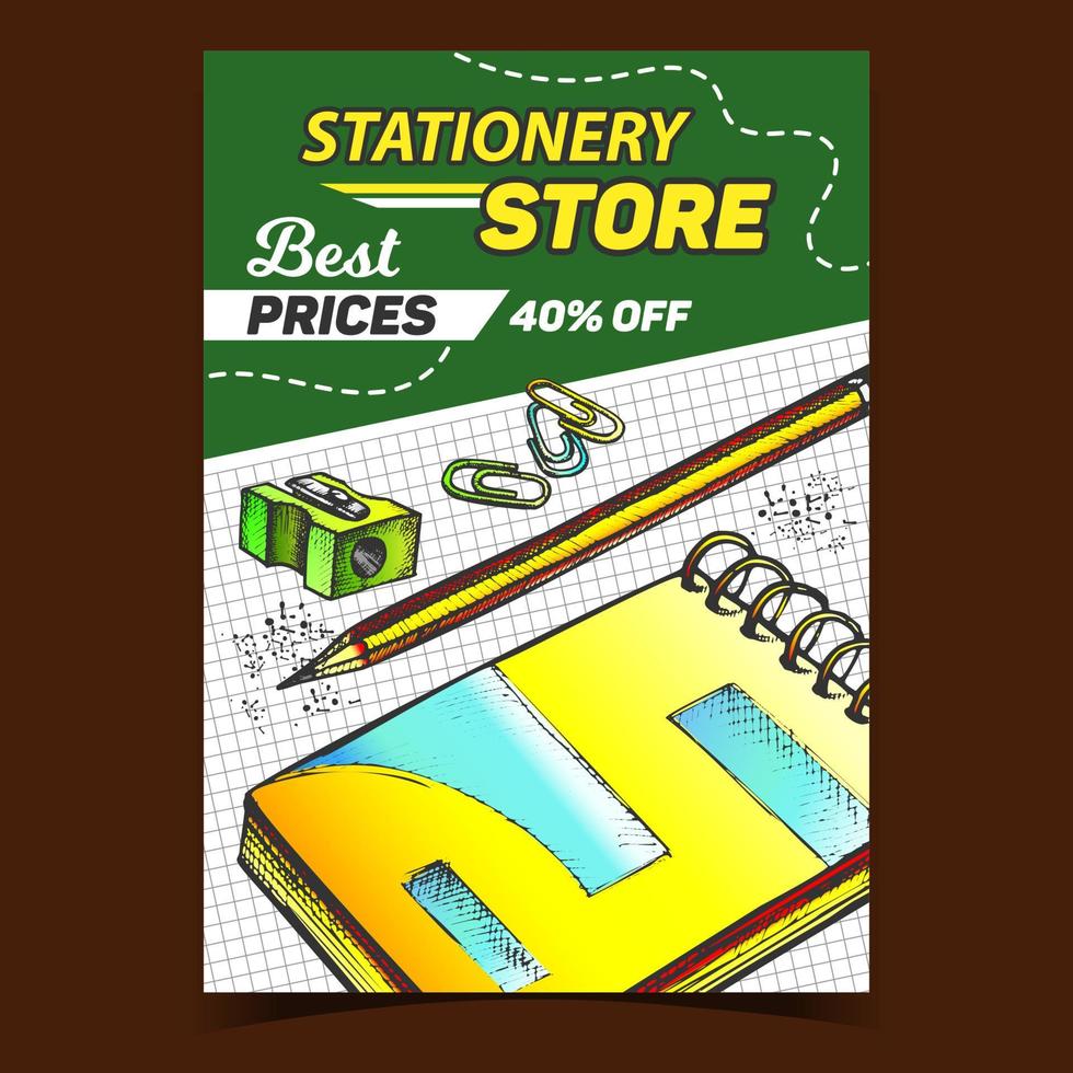 Stationery Store Prices Advertising Banner Vector